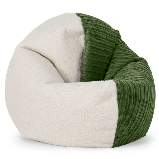 Pouf Flexiforme pour Adultes - Bouclé & Côtelé Vert Forêt 01