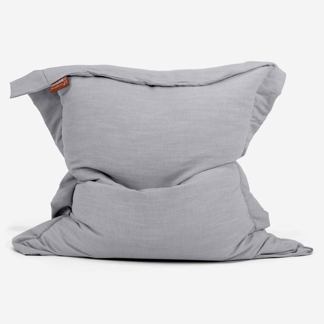 Pouf Géant XXL - Aspect Lin Argent 01