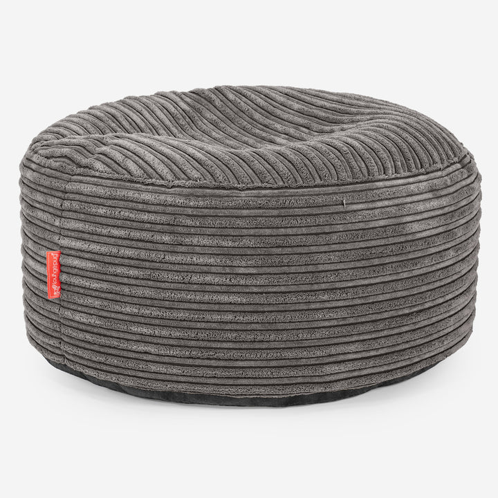 Pouf Ottoman avec Plateau - Côtelé Anthracite 02
