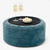 Pouf Ottoman avec Plateau - Côtelé Bleu Canard 01