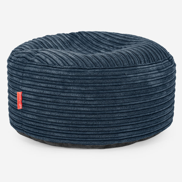 Pouf Ottoman avec Plateau - Côtelé Bleu Marine 01