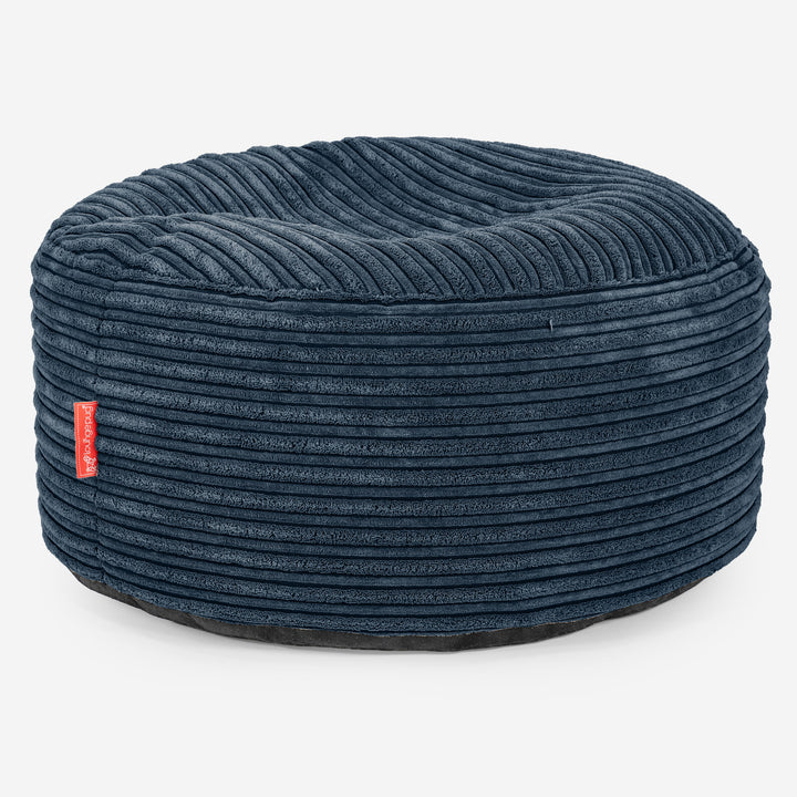 Pouf Ottoman avec Plateau - Côtelé Bleu Marine 02