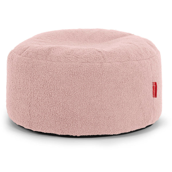 Pouf Ottoman avec Plateau - Bouclé Rose 01