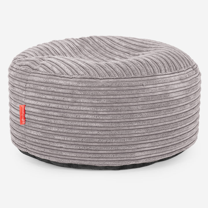 Pouf Ottoman avec Plateau - Côtelé Gris Argent 02