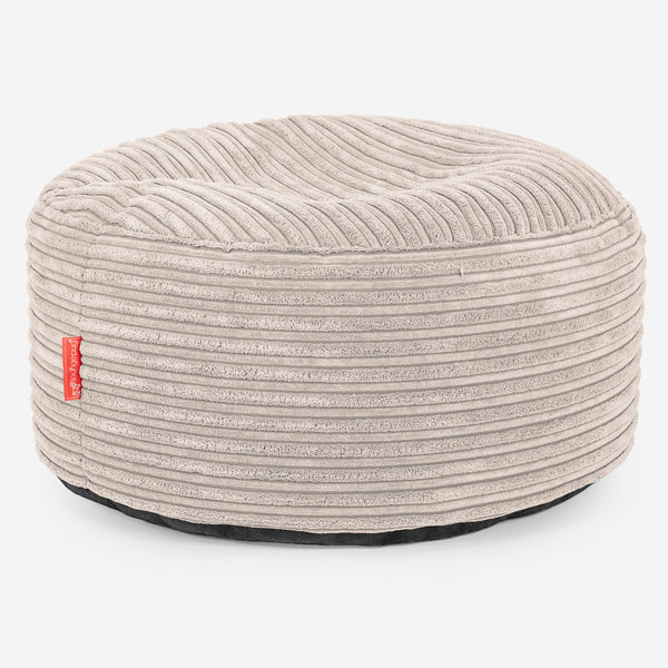 Pouf Ottoman avec Plateau - Côtelé Ivoire 01