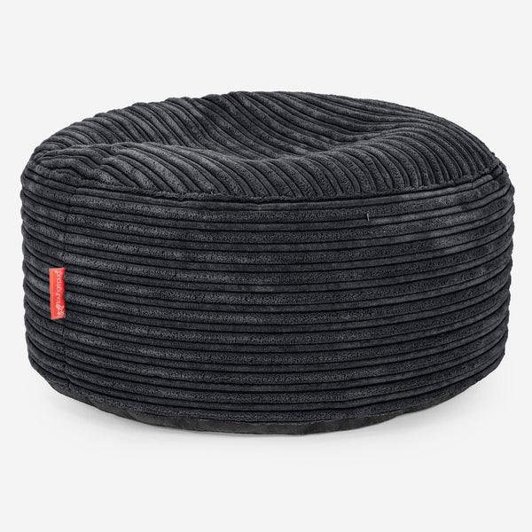 Pouf Ottoman avec Plateau - Côtelé Noir 01