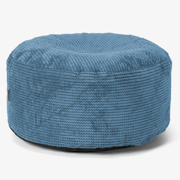 Pouf Ottoman avec Plateau - Pompon Bleu Ciel 01