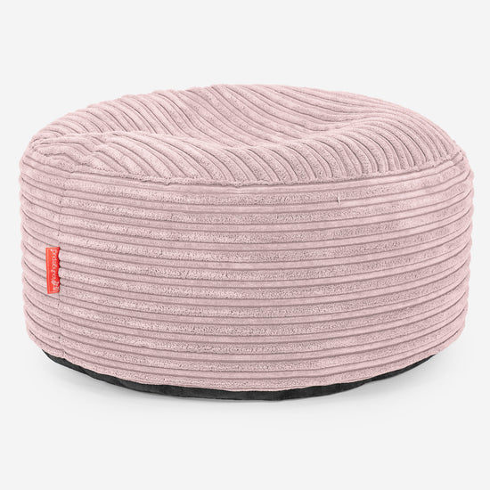 Pouf Ottoman avec Plateau - Côtelé Rose 02