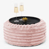 Pouf Ottoman avec Plateau - Velours Côtelé Ultra Pelucheux Rose Pastel 01