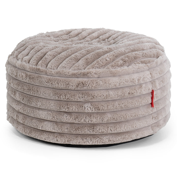 Pouf Ottoman avec Plateau - Velours Côtelé Ultra Pelucheux Vison 02