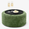Pouf Ottoman avec Plateau - Côtelé Vert Forêt 01