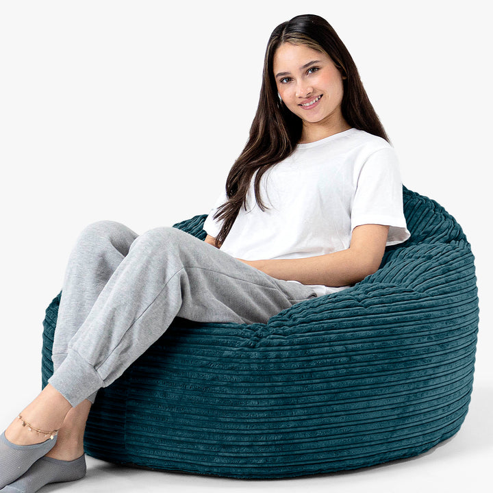 Pouf Poire, Archi - Côtelé Bleu Canard 02