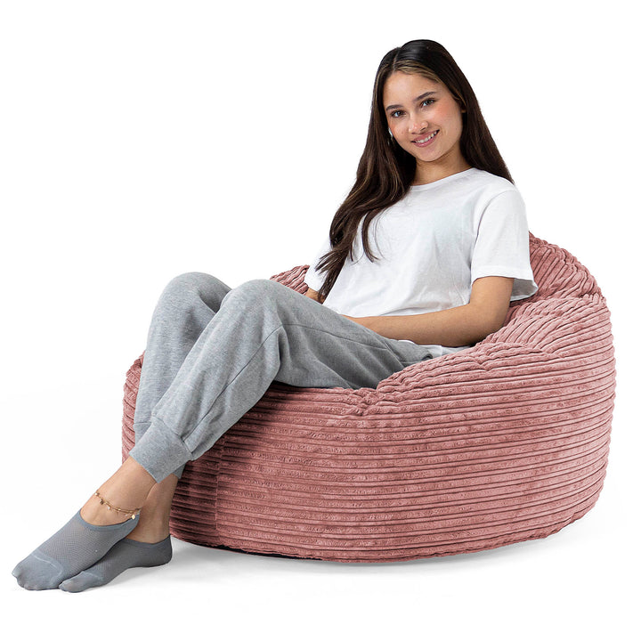 Pouf Poire, Archi - Côtelé Pêche 02