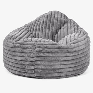 Pouf Poire Archi - Velours Côtelé Ultra Pelucheux Gris