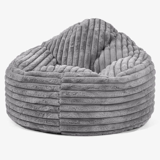 Pouf Poire Archi - Velours Côtelé Ultra Pelucheux Gris 01
