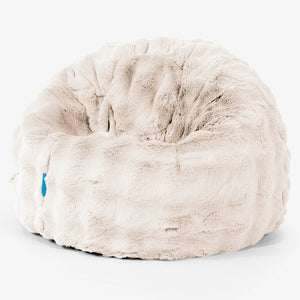 Pouf Poire Classique Enfant 1-5 ans - Fausse Fourrure à Bulles Crème