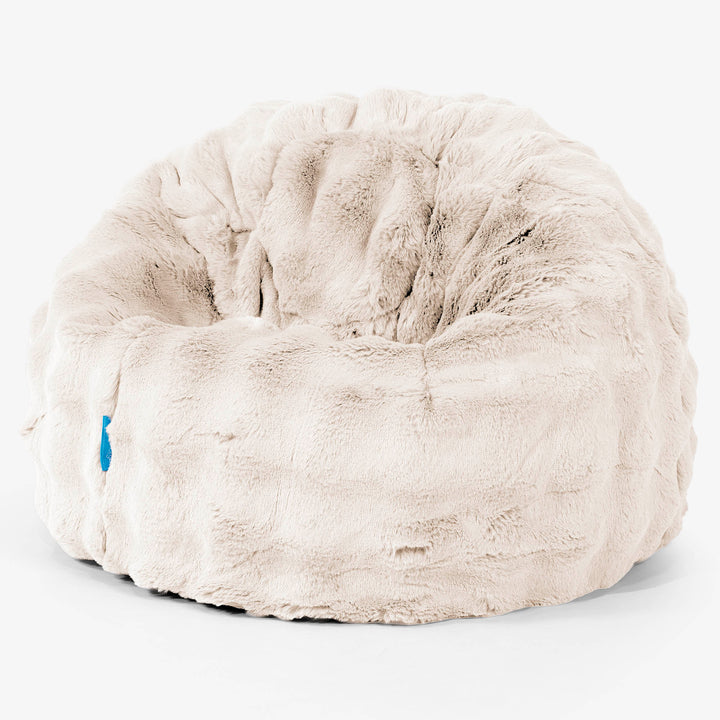 Pouf Poire Classique Enfant 1-5 ans - Fausse Fourrure à Bulles Crème 01