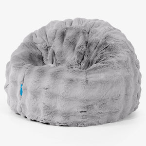 Pouf Poire Classique Enfant 1-5 ans - Fausse Fourrure à Bulles Gris