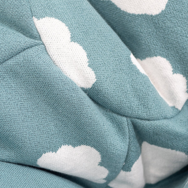 Pouf Poire Classique Enfant 1-5 ans - Tricoté Nuage Bleu Fabric Close-up Image