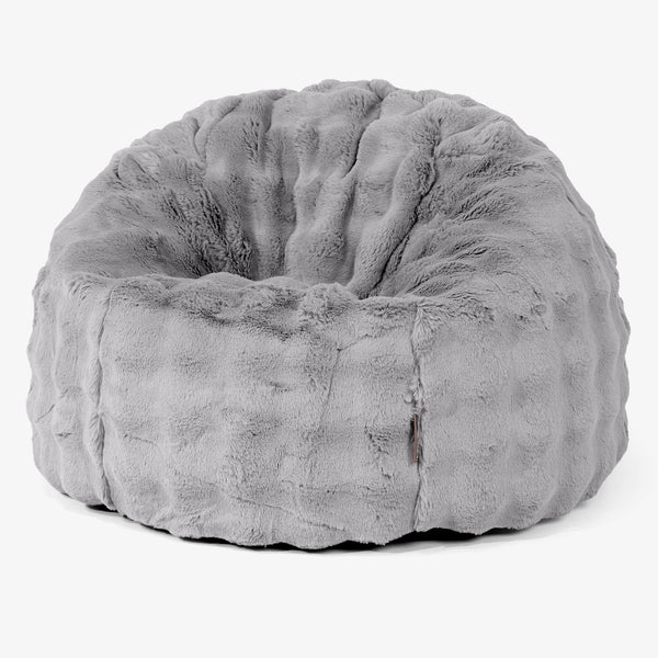 Pouf Poire Classique - Fausse Fourrure à Bulles Gris 01