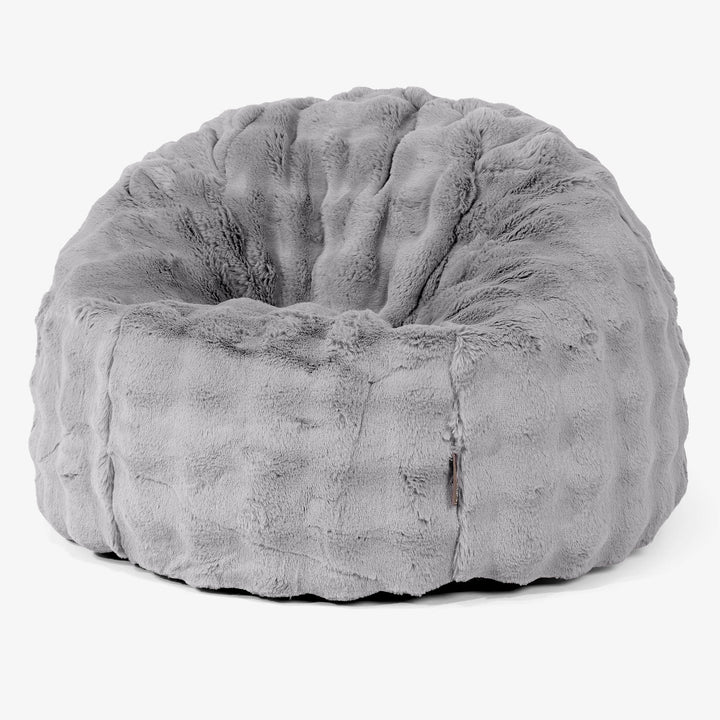 Pouf Poire Classique - Fausse Fourrure à Bulles Gris 01