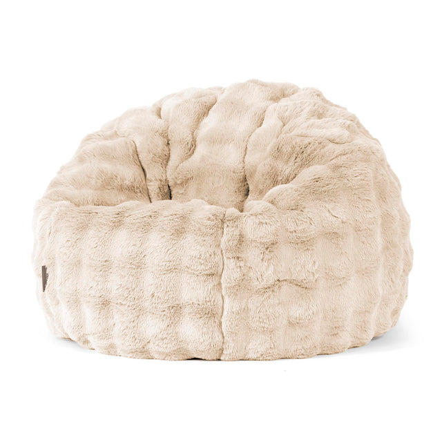 Pouf Poire Classique - Fausse Fourrure à Bulles Crème 01
