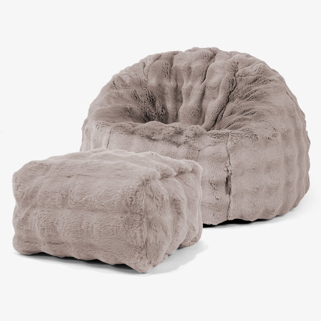 Pouf Poire Classique - Fausse Fourrure à Bulles Vison 01