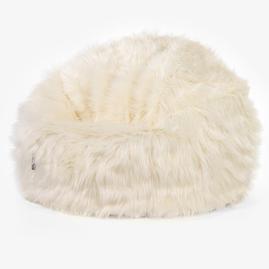 Pouf Poire Classique - Imitation fourrure à poils longs Crème 01