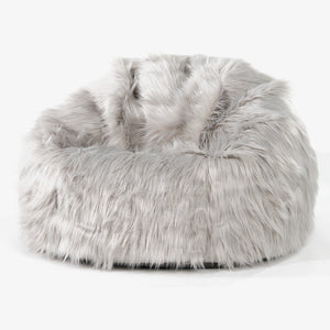 Pouf Poire Classique - Imitation fourrure à poils longs Gris