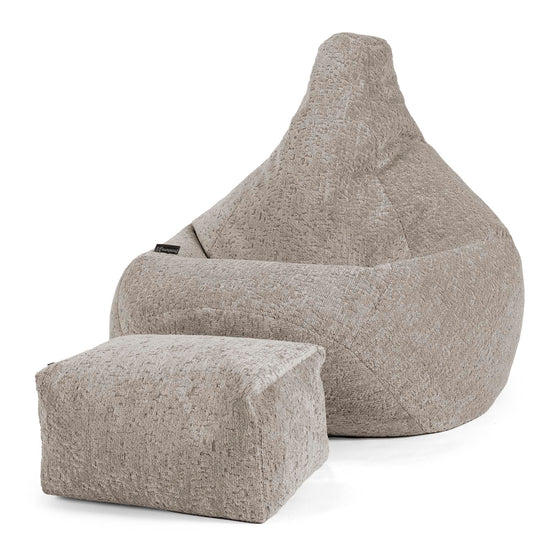 Pouf Poire Gamer - Chenille Luxe Gris 01