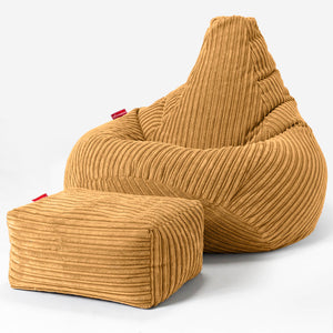 Pouf Poire Gamer - Côtelé Miel doré
