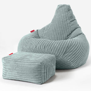 Pouf Poire Gamer - Côtelé Verte Menthe