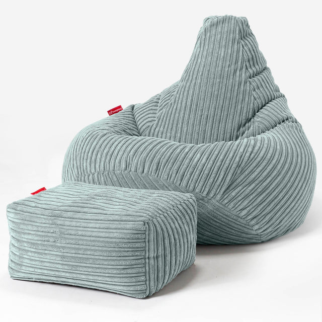 Pouf Poire Gamer - Côtelé Vert Menthe 01