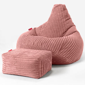 Pouf Poire Gamer - Côtelé Pêche