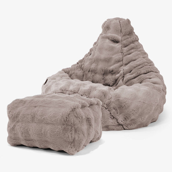 Pouf Poire Gamer - Fausse Fourrure à Bulles Vison 01