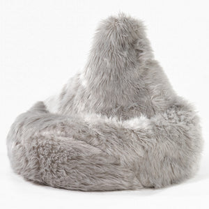 Pouf Poire Gamer - Imitation fourrure à poils longs Gris