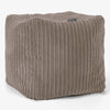 Pouf Repose-pieds Cube - Côtelé Grège 01