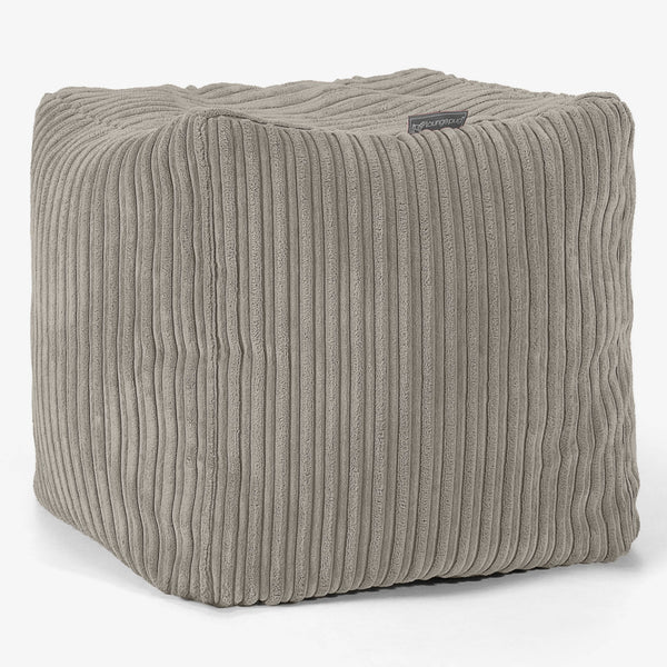 Pouf Repose-pieds Cube - Côtelé Vison 01