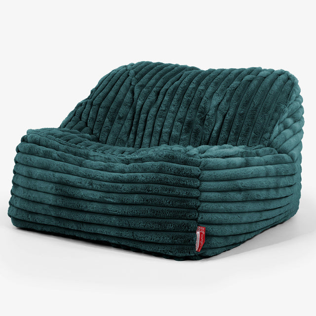 Le Pouf Doudou - Velours Côtelé Ultra Pelucheux Bleu Canard 01
