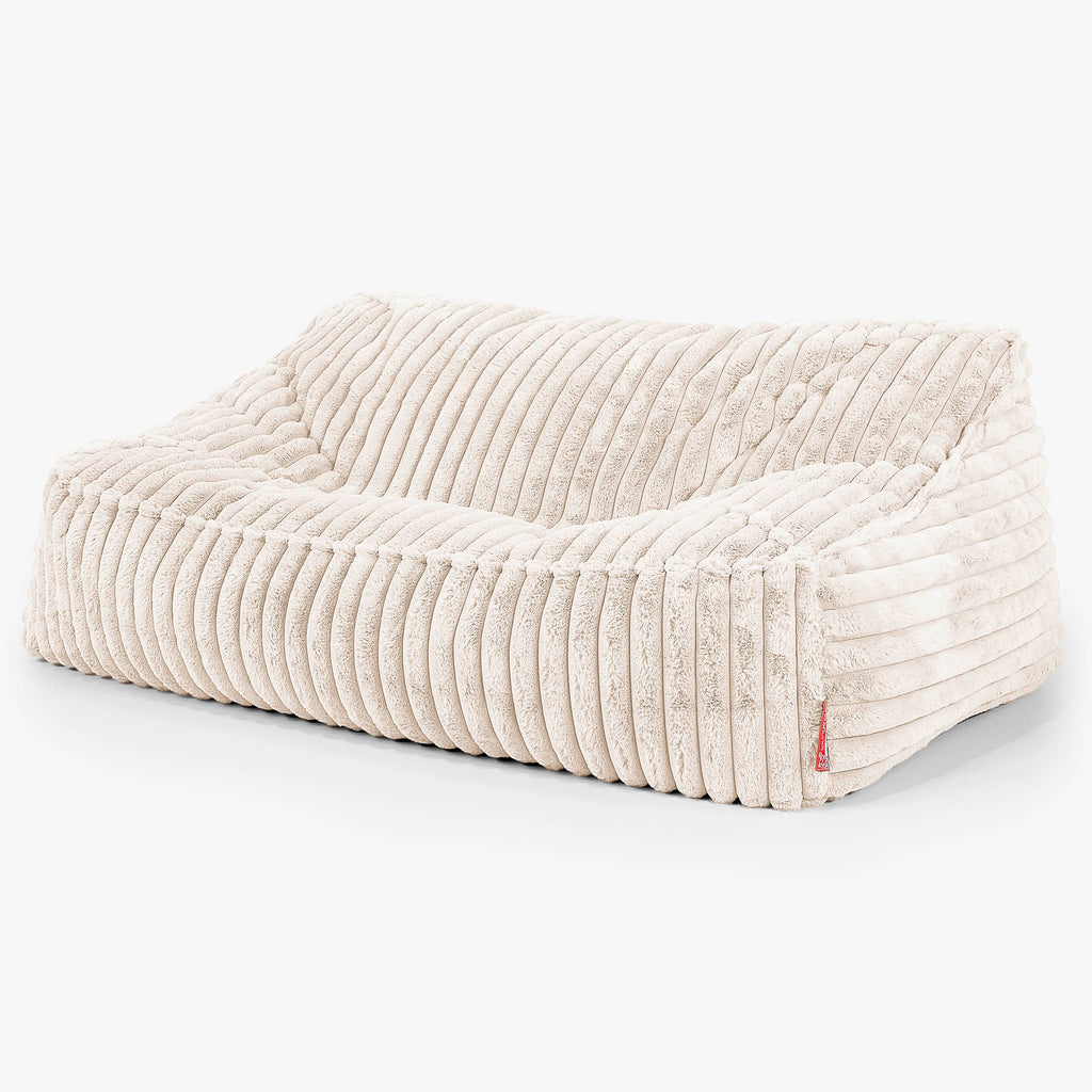 Le Canapé Pouf Doudou - Velours Côtelé Ultra Pelucheux Crème