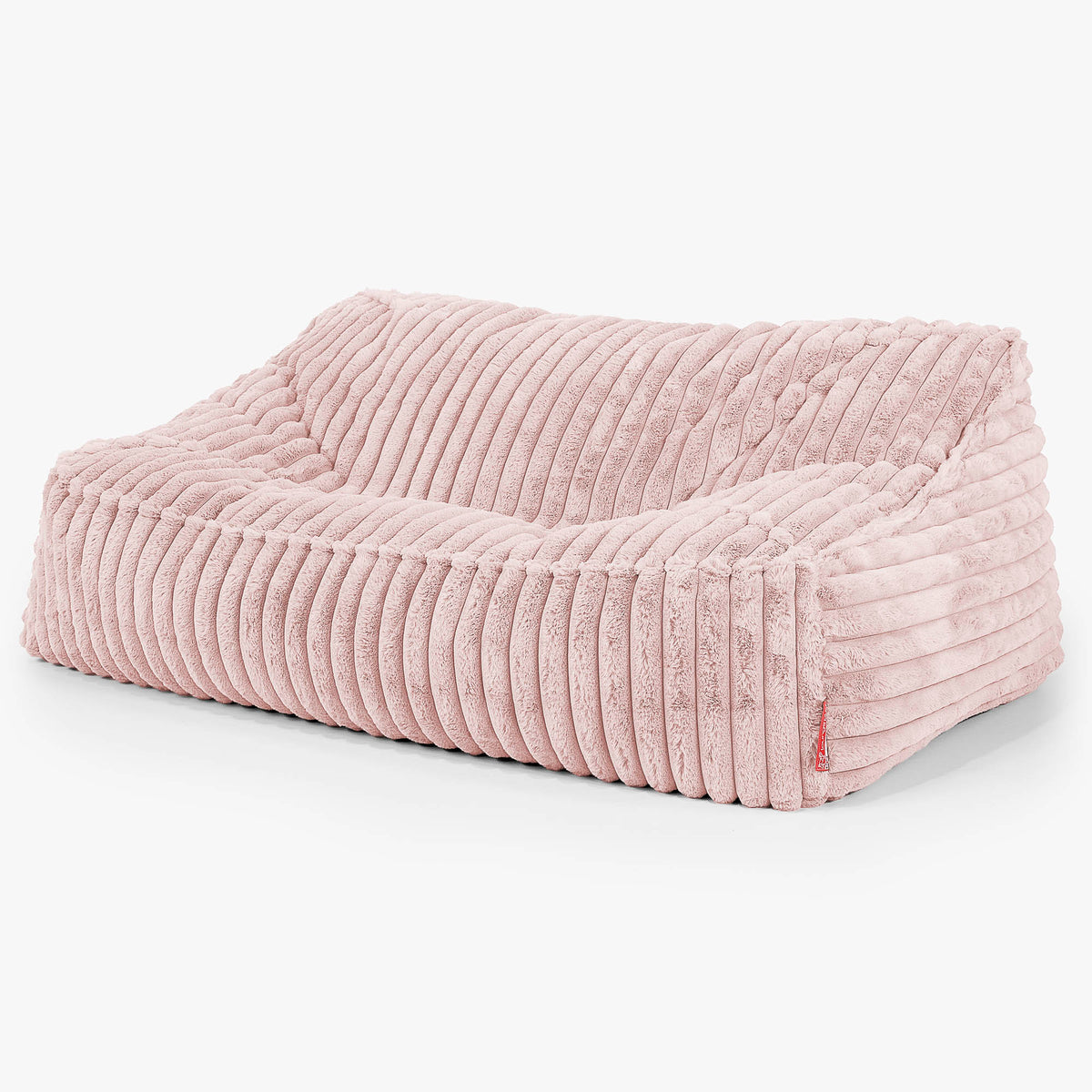 Canapé Pouf Albert 2 places - Velours Côtelé Ultra Pelucheux Rose Pastel