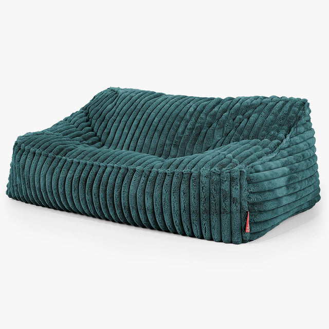Le Canapé Pouf Doudou - Velours Côtelé Ultra Pelucheux Bleu Canard 01
