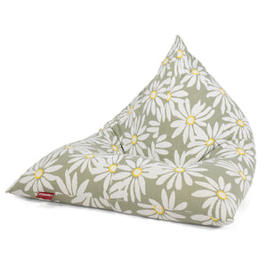 Gros Pouf Poire - Tricoté Floral Menthe