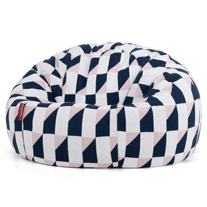 Pouf Poire Classique - Tricoté Géométrique Bleu