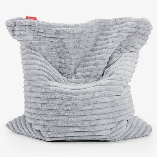 Pouf Géant XXL - Velours Côtelé Ultra Pelucheux Bleu Dragé 01