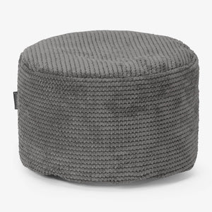 Petit Repose-pieds Rond - Pompon Anthracite
