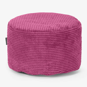 Petit Repose-pieds Rond - Pompon Rose