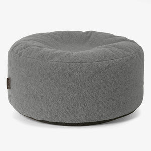 Pouf Design Rond - Bouclé Gris