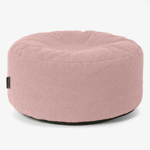 Pouf Design Rond - Bouclé Rose