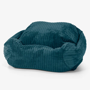 Pouf Fauteuil Sabine - Côtelé Bleu Canard